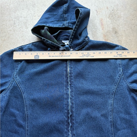 Vtg 90s NorthStyle Denim Full Zip Jacket Barn Chore Flannel Lined Hood Womens XL - Picture 6 of 7